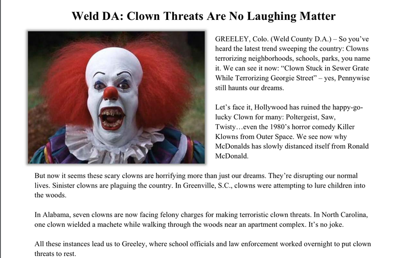 Illustration for article titled Here Are The Best And Most Ridiculous Evil Clown Safety Alerts